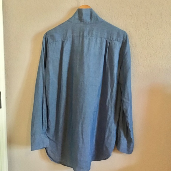 Loft Chambray tie-neck top - Picture 3 of 7